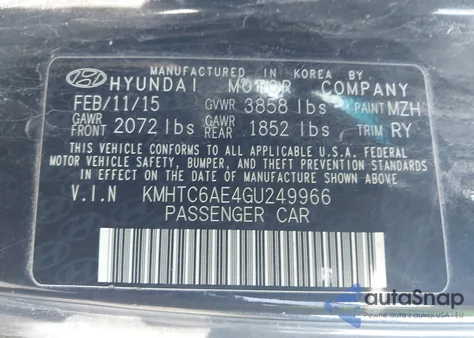 2016 Hyundai Veloster Turbo z USA, uszkodzony, nr VIN KMHTC6AE4GU249966